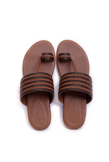 Handcrafted Caramel Brown Kolhapuri Chappals – Vegan Leather